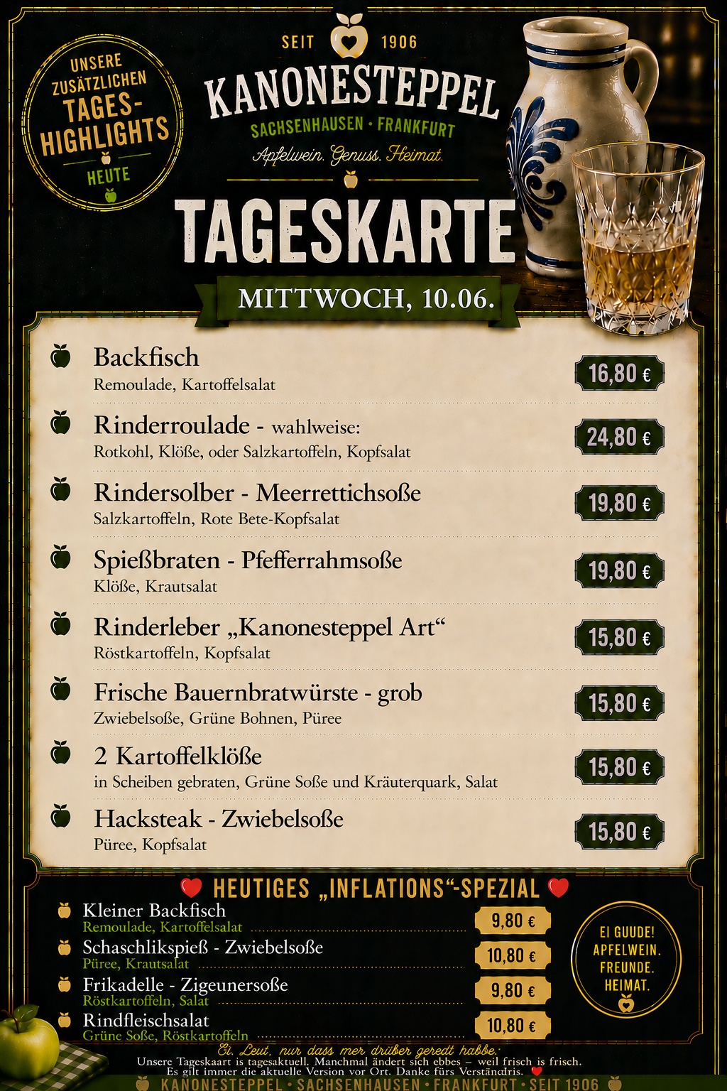 Tageskarte Kanonesteppel