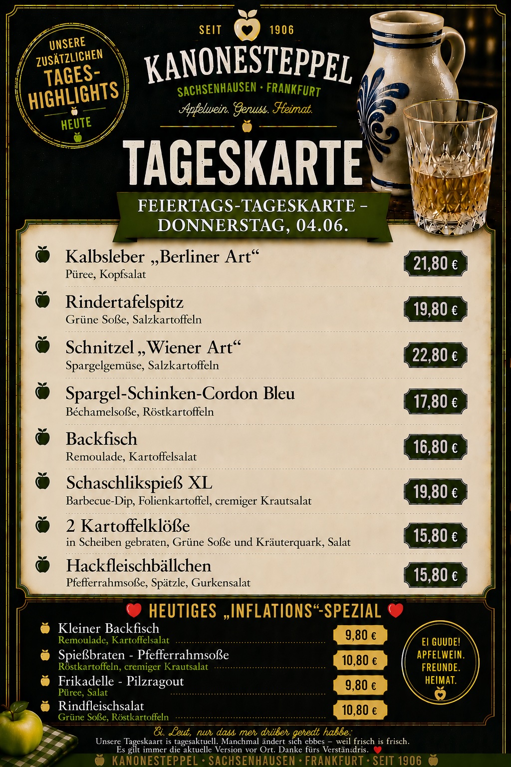 Tageskarte Kanonesteppel